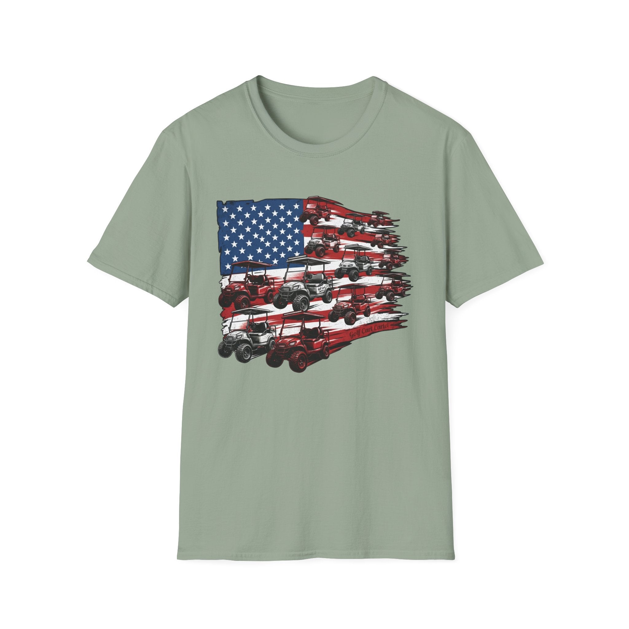 Golf Cart American Flag T‑Shirt — Patriotic Utility Vehicle Tee