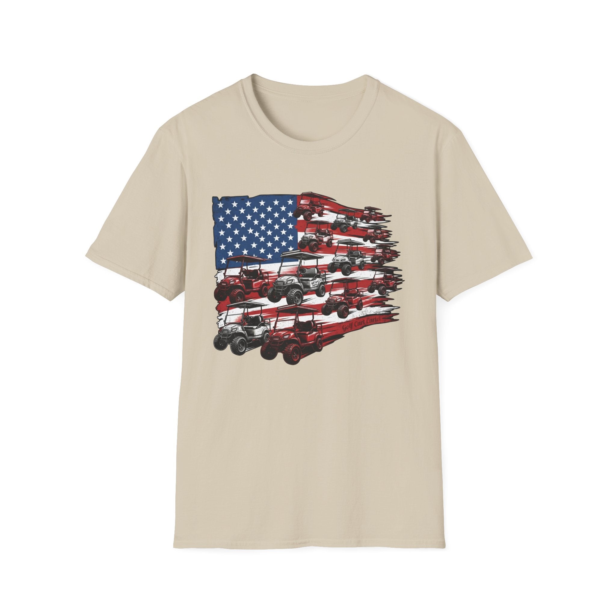 Golf Cart American Flag T‑Shirt — Patriotic Utility Vehicle Tee