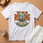 Golf T-Shirt — "They See Me Rolling They Hatin'" Golf Cart Crew Shirt
