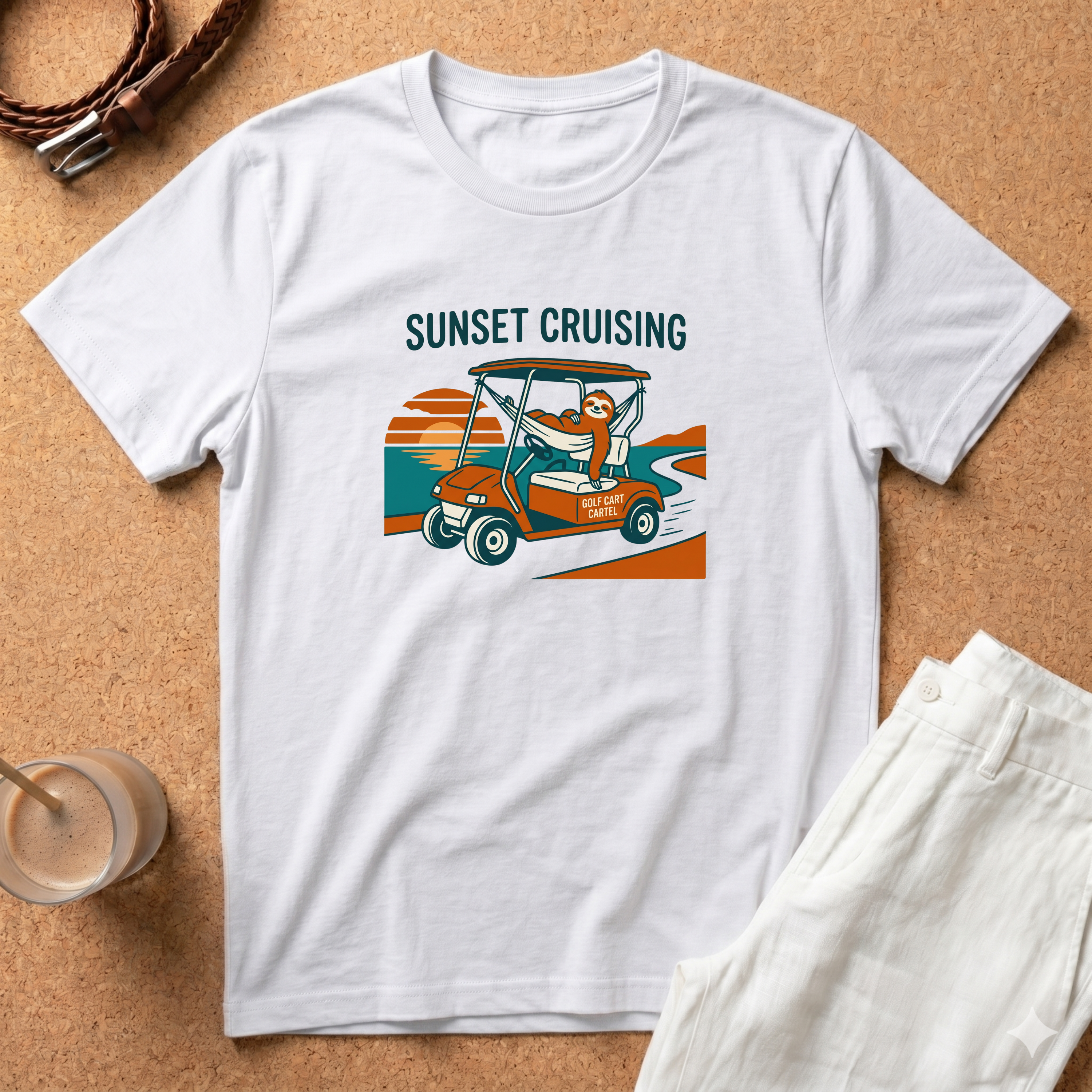 Sunset Cruising T-Shirt — Retro Golf Cart Graphic Tee