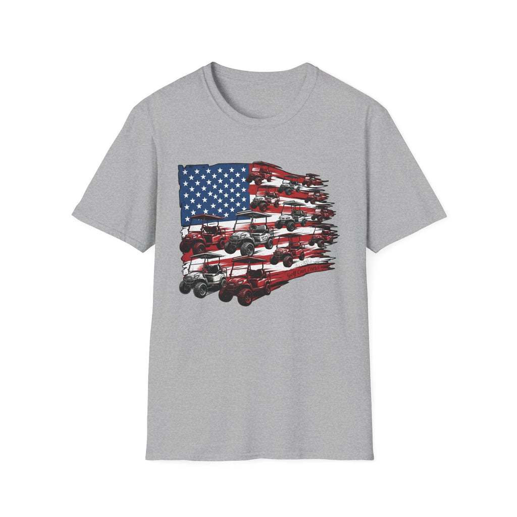 Golf Cart American Flag T‑Shirt — Patriotic Utility Vehicle Tee
