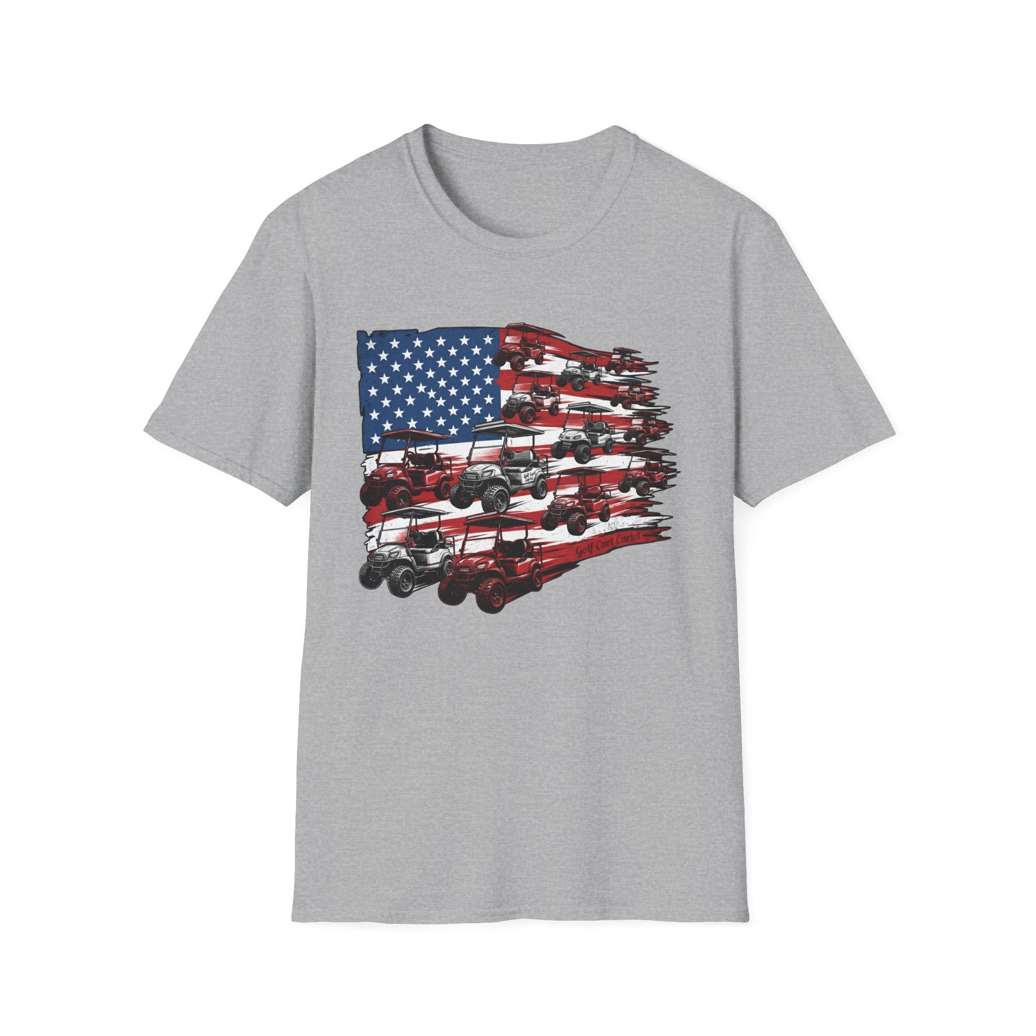 Golf Cart American Flag T‑Shirt — Patriotic Utility Vehicle Tee