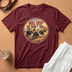 Roll Deep or Don’t Roll Golf Cart T-Shirt — Vintage Sunset Driving Crew Tee