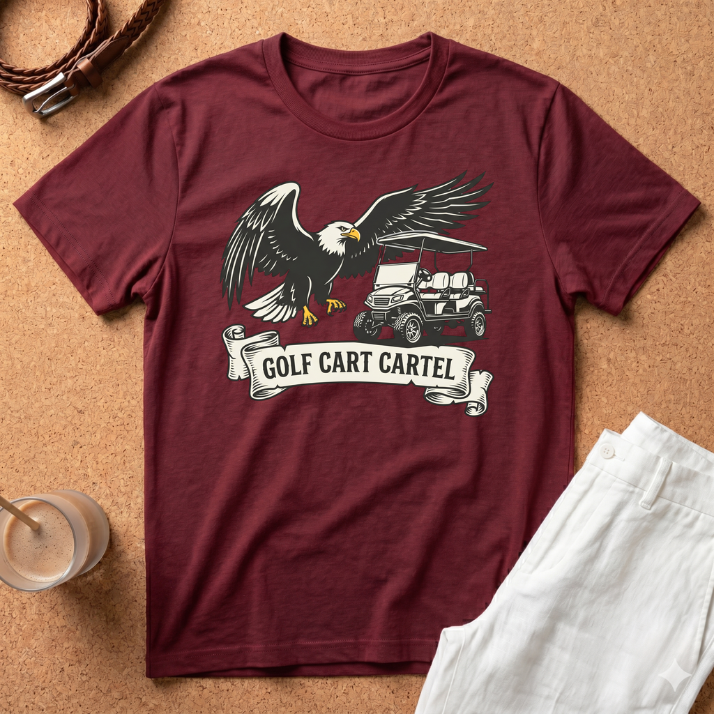 Golf Cart Cartel T-Shirt — Eagle & Golf Cart Retro Graphic Tee