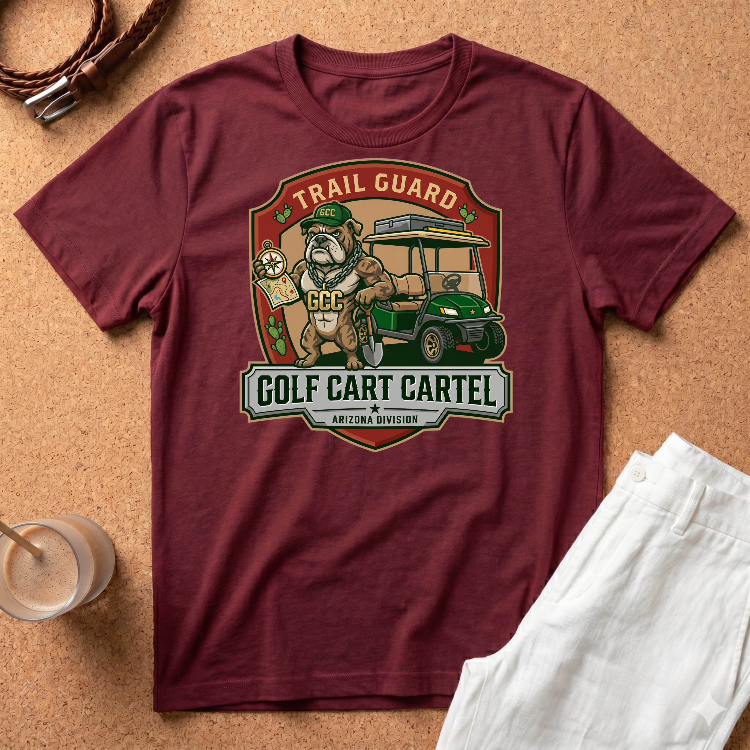 Golf Cart Cartel Trail Guard T-Shirt — Funny Golfing Badge Tee