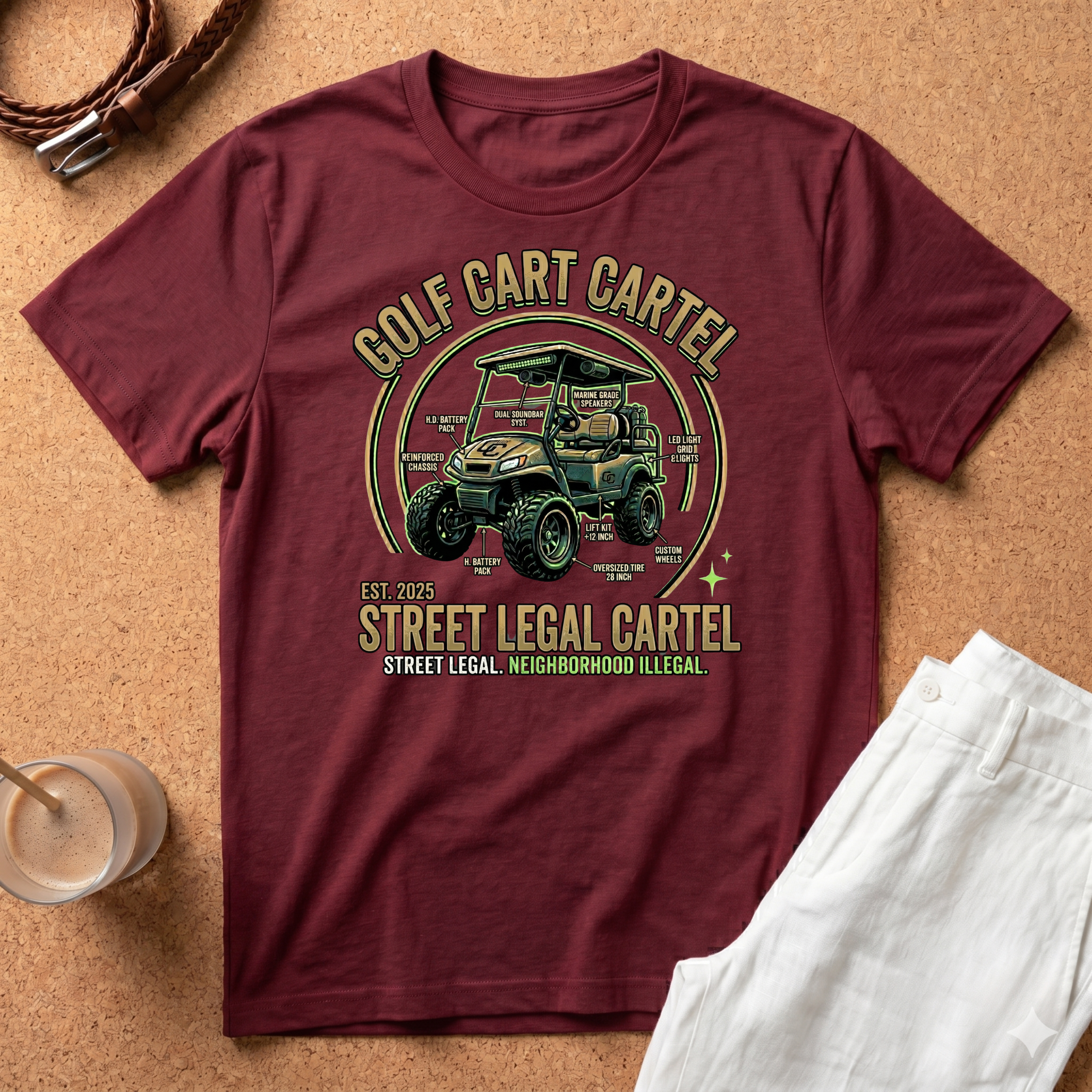 Golf Cart Cartel T-Shirt — “Street Legal Cartel” Vintage Golf Cart Tee