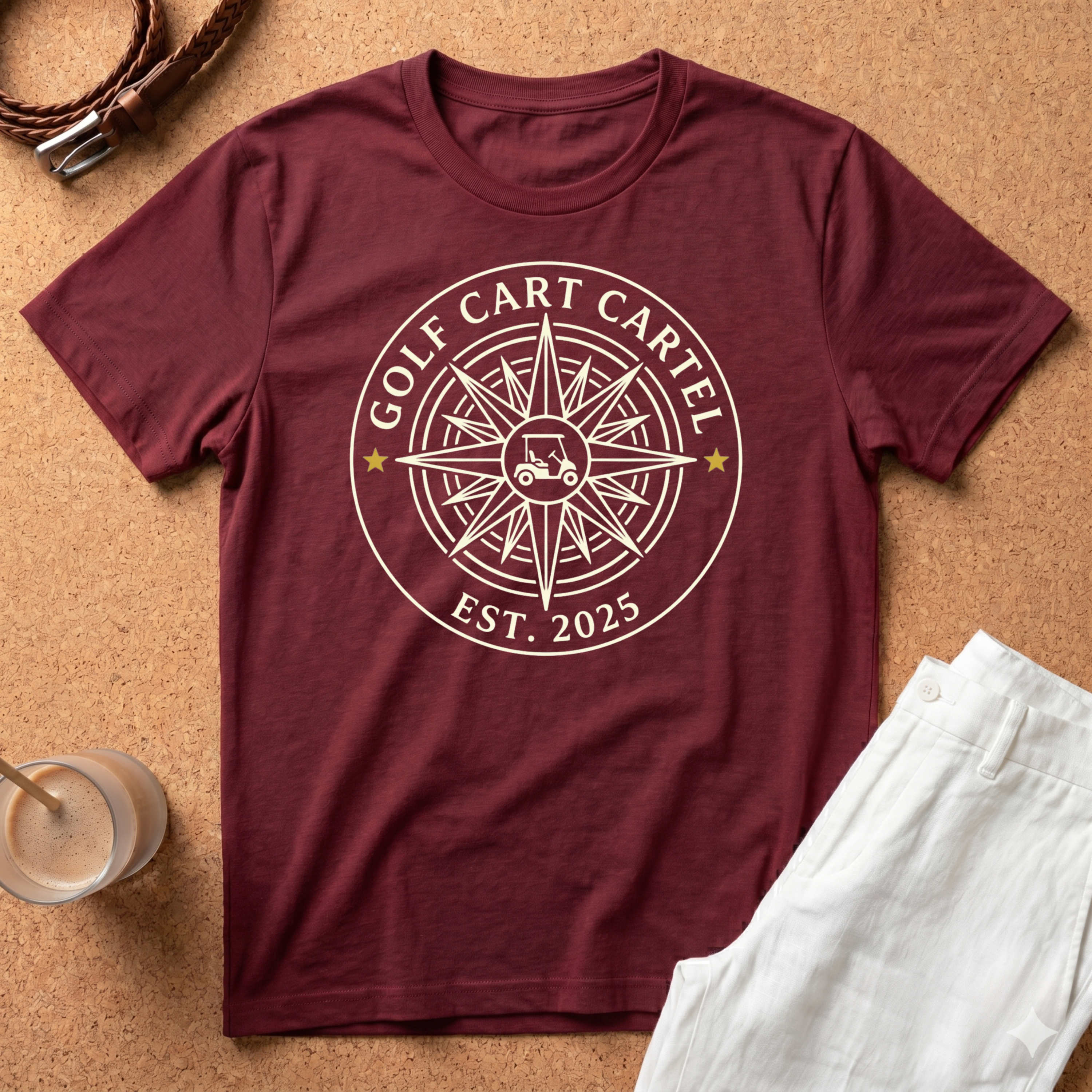 Golf Cart Cartel T-Shirt — Compass Logo Tee (Est. 2025)