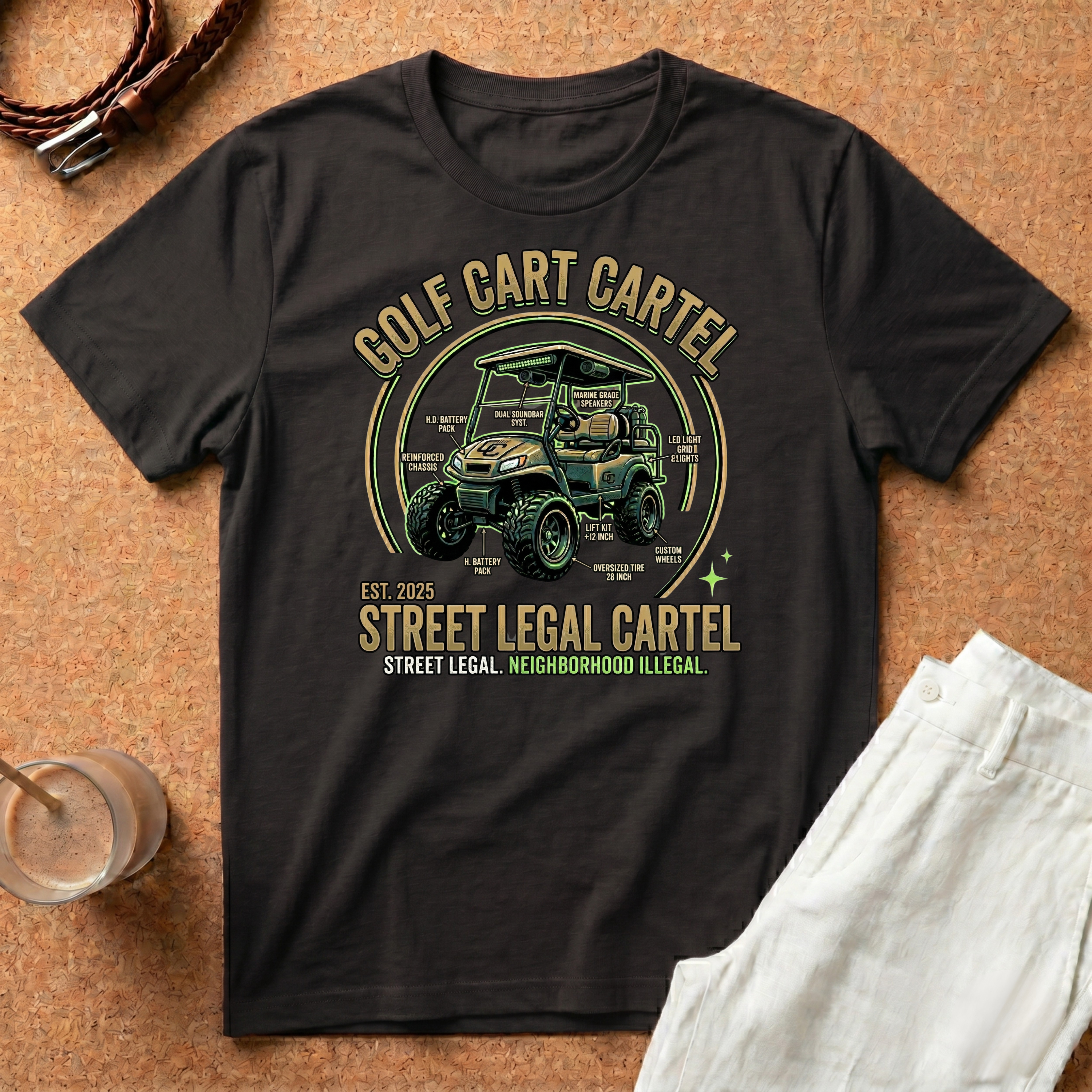 Golf Cart Cartel T-Shirt — “Street Legal Cartel” Vintage Golf Cart Tee