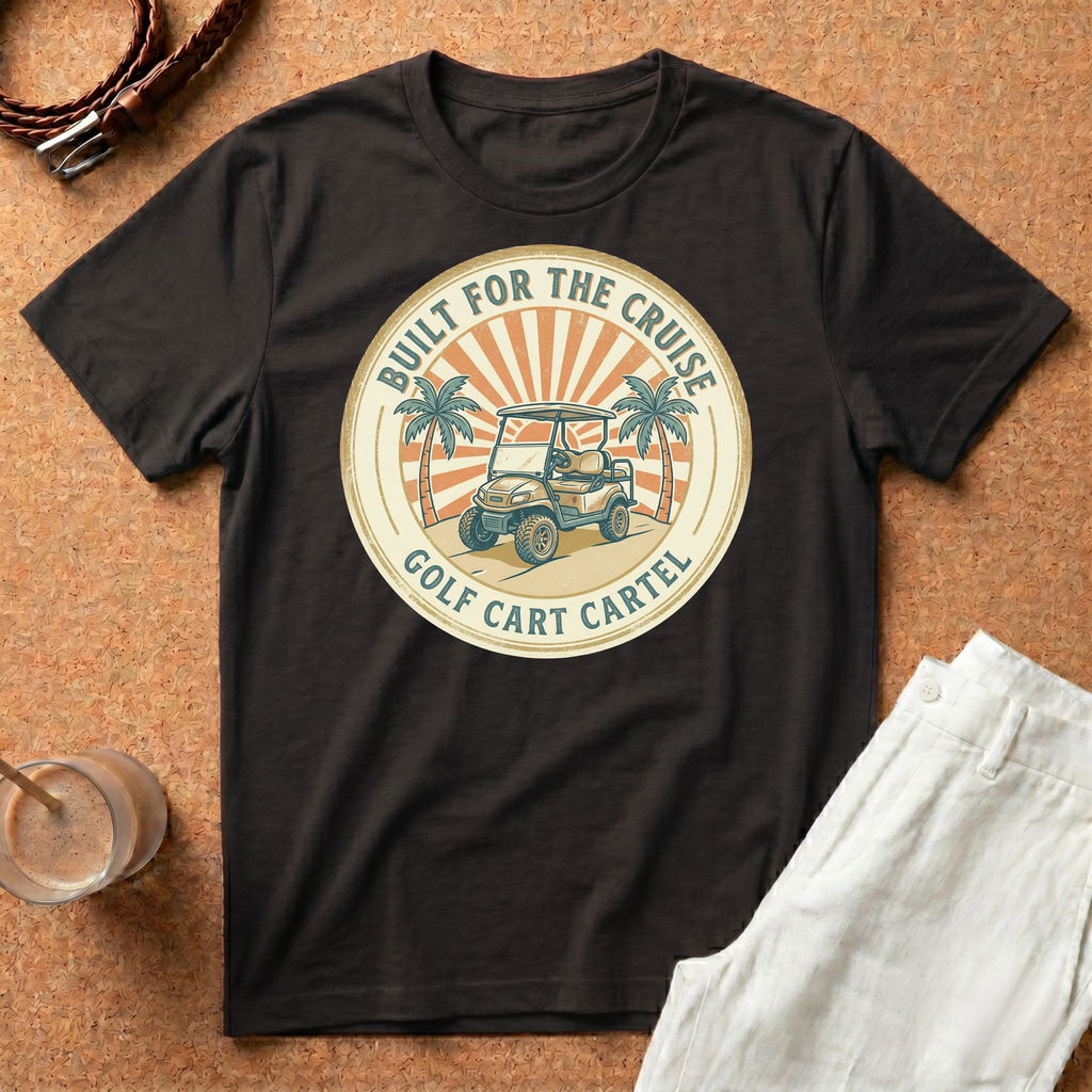 Golf Cart T-Shirt — "Built for the Cruise" Vintage Palm Design