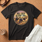 Roll Deep or Don’t Roll Golf Cart T-Shirt — Vintage Sunset Driving Crew Tee