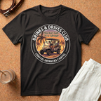Drinks & Drives Club T-Shirt – Coastal Drinkers Cartel Golf Cart Sunset Tee