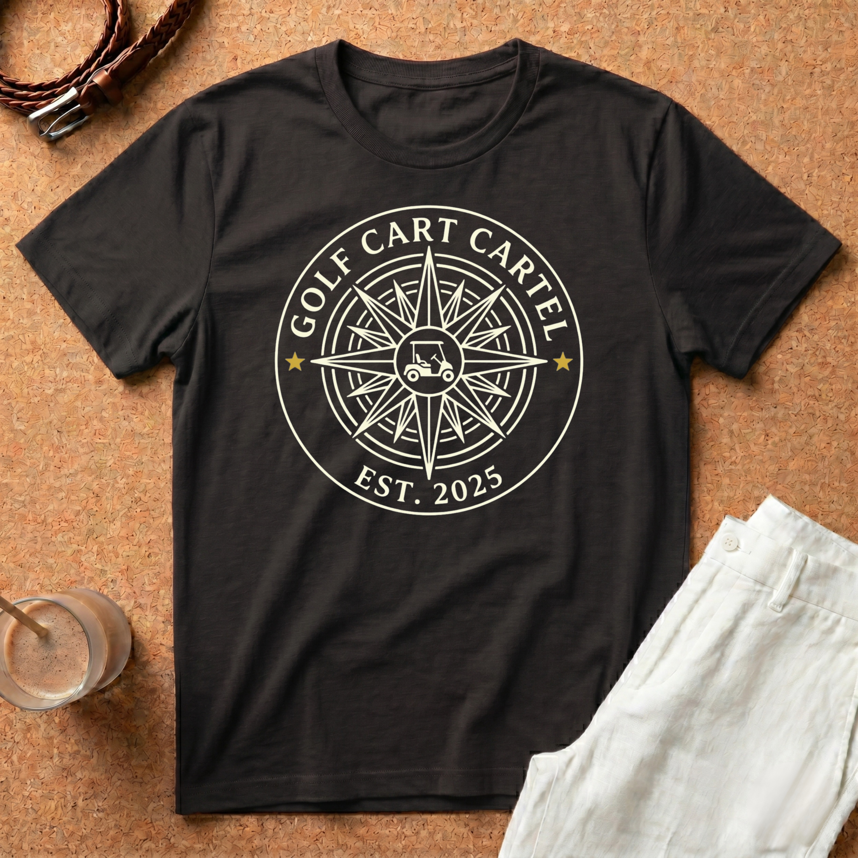 Golf Cart Cartel T-Shirt — Compass Logo Tee (Est. 2025)