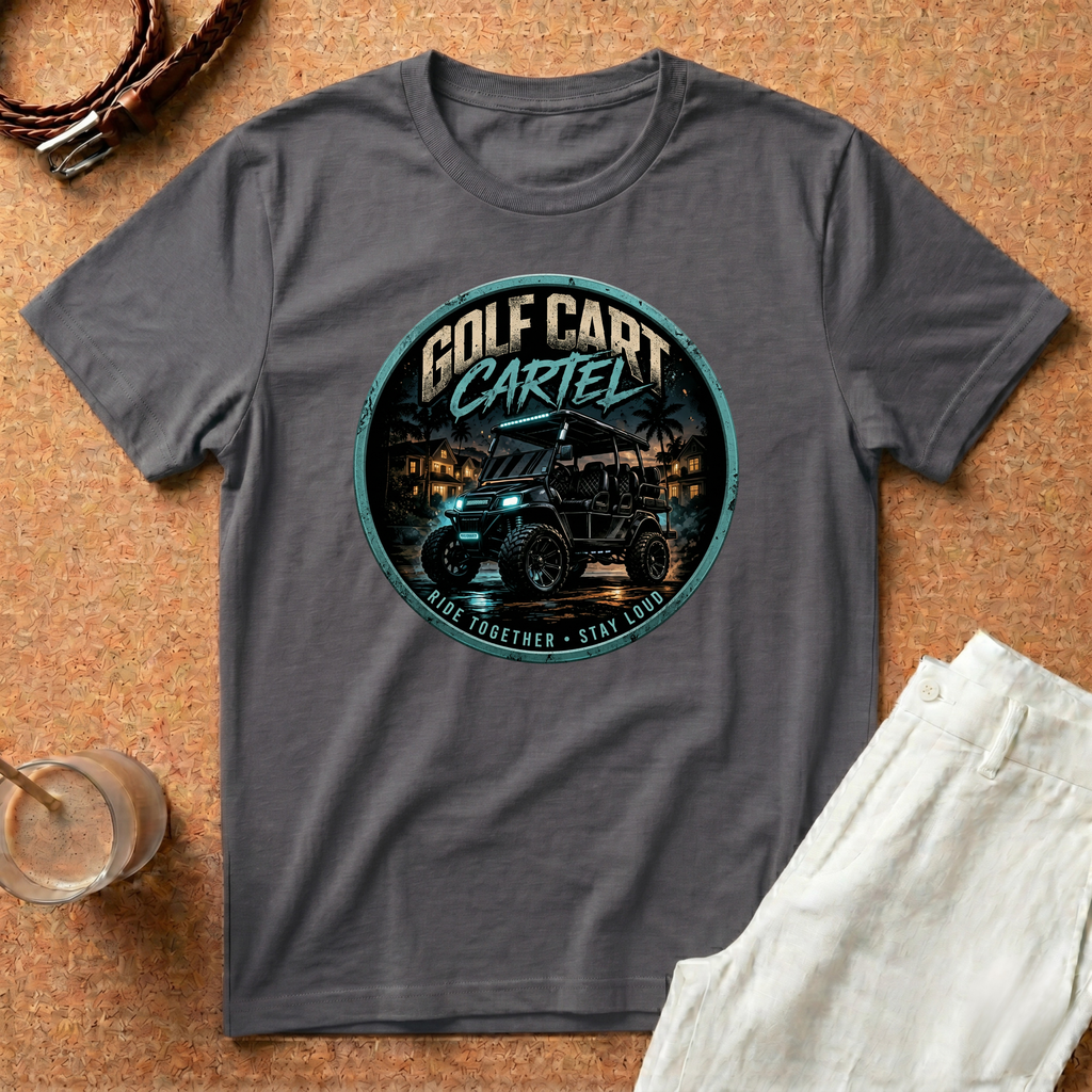 Golf Cart Cartel T-Shirt – Retro Nighttime Driving Graphic Tee