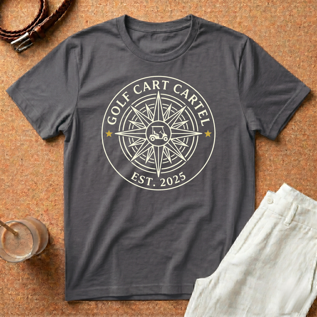 Golf Cart Cartel T-Shirt — Compass Logo Tee (Est. 2025)
