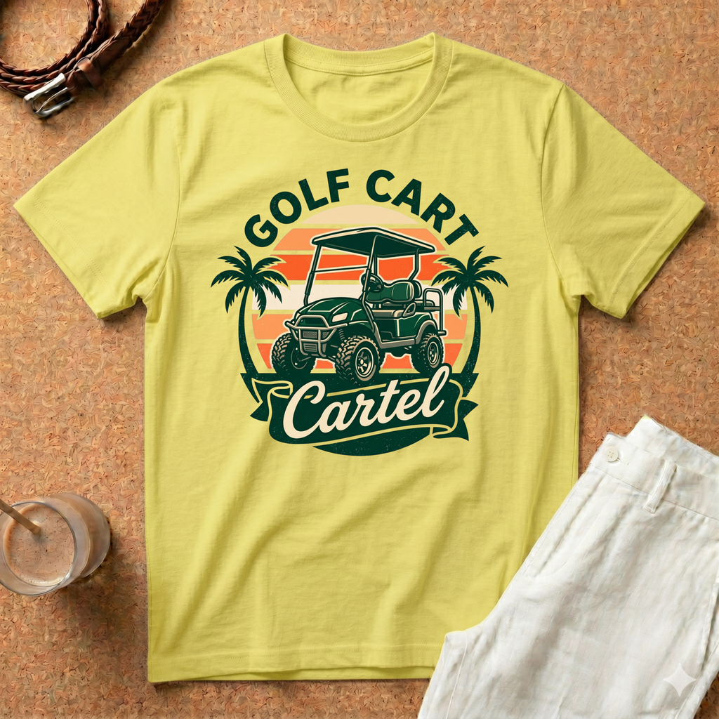 Golf Cart Cartel Vintage Sunset T-Shirt