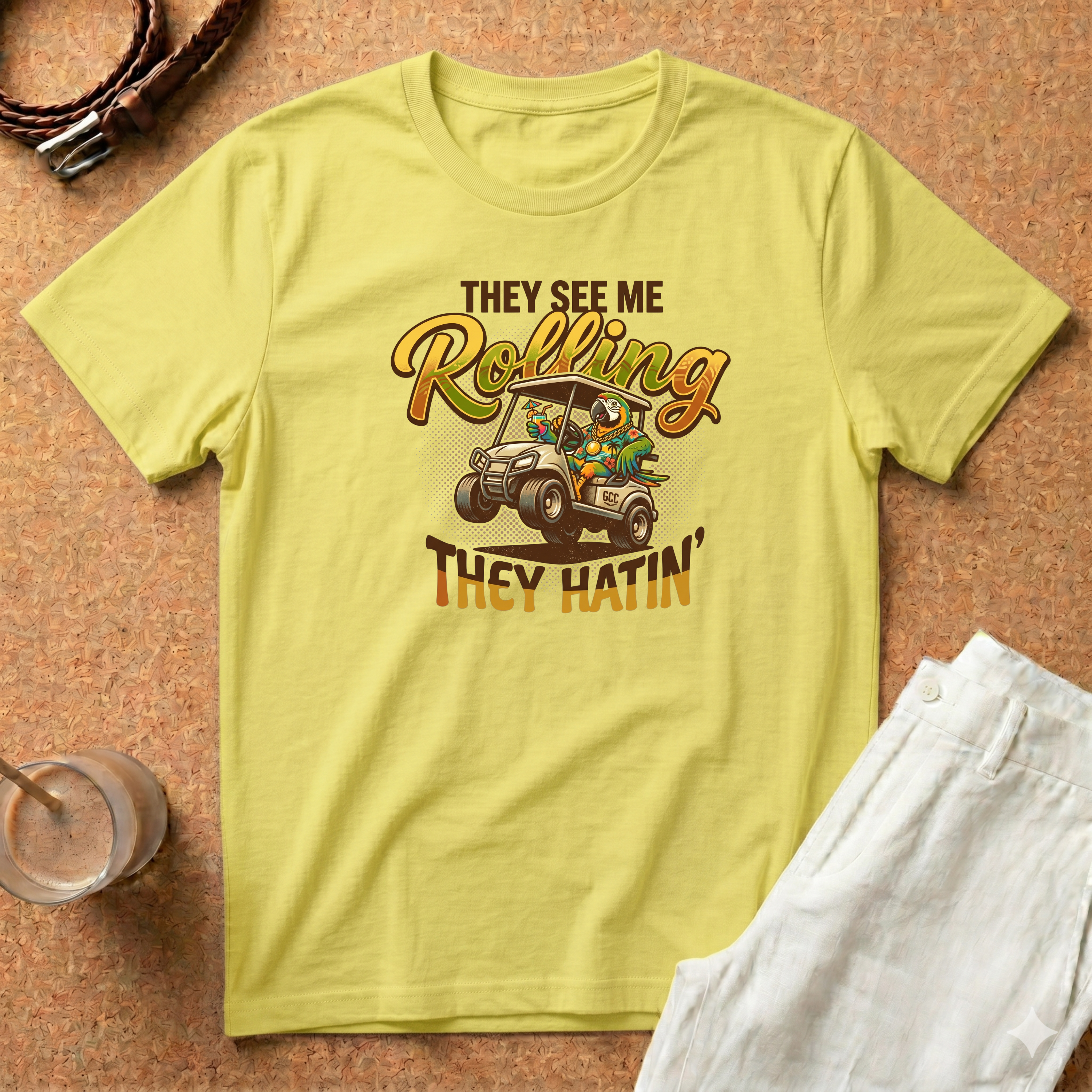 Golf Cart T-Shirt — "They See Me Rolling They Hatin'" Vintage Driving Tee