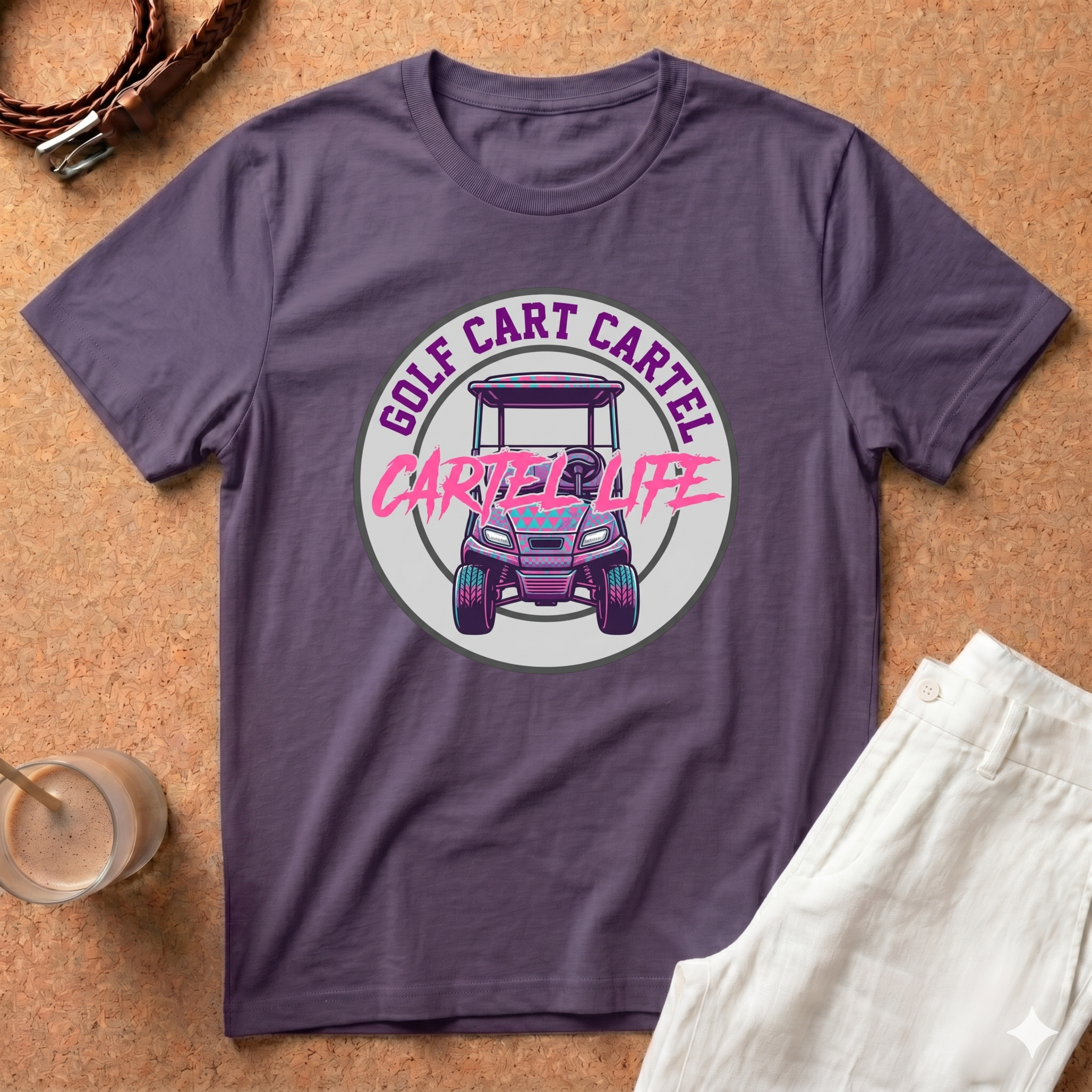Golf Cart Cartel "Cartel Life" T-Shirt — Retro Pink Golf Cart Tee