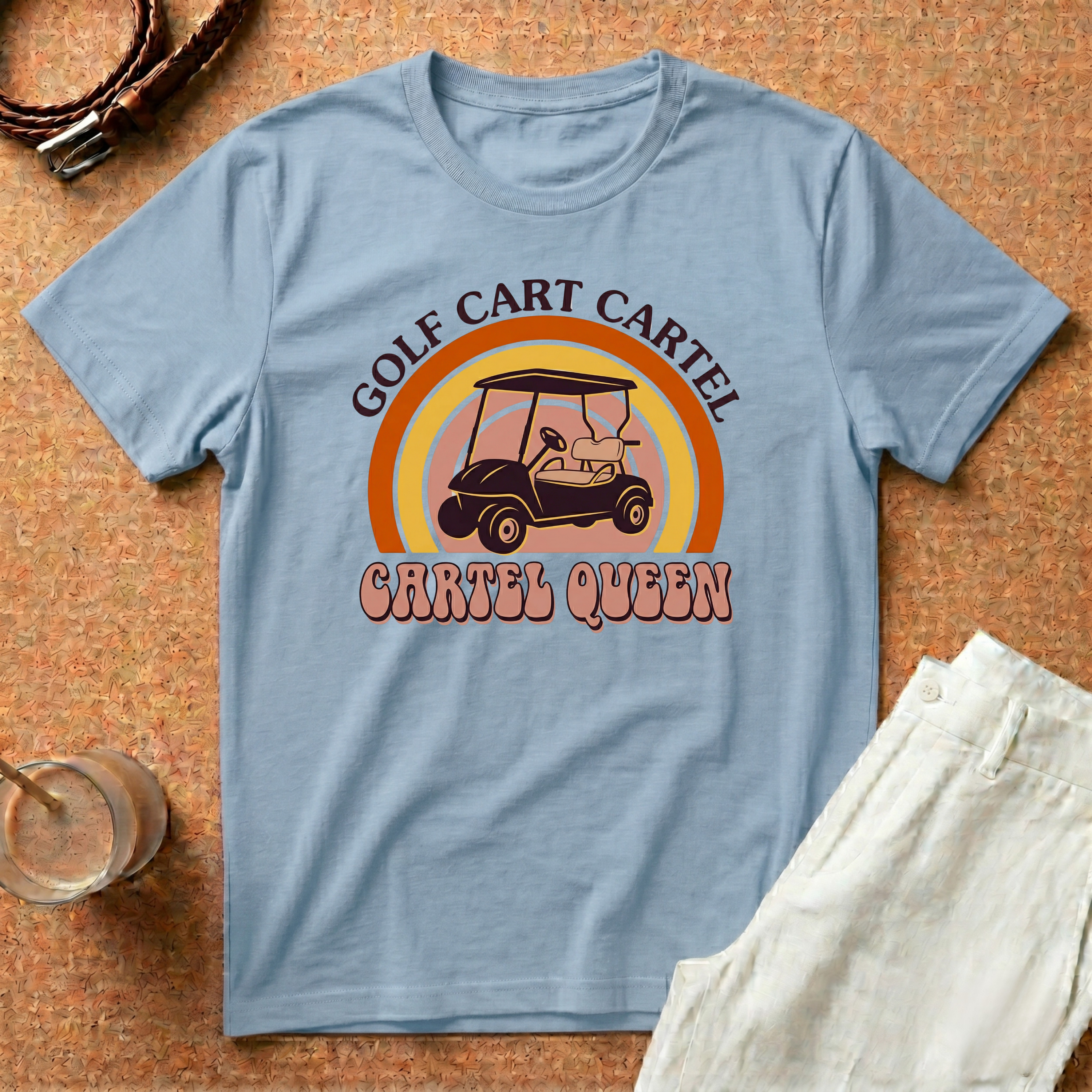Golf Cart Cartel "Cartel Queen" T-Shirt — Retro Golf Cart Tee for Women & Golfers