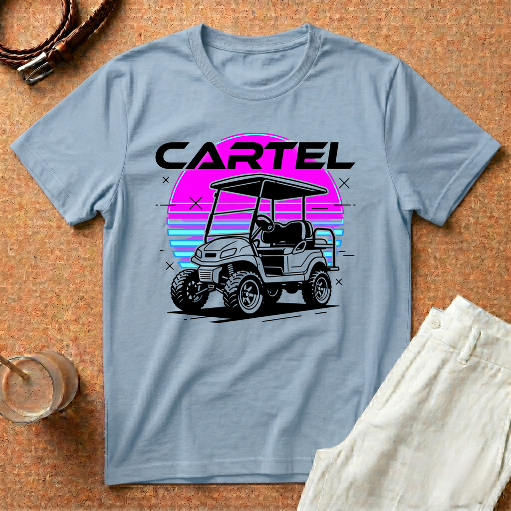 Cartel Golf Cart Retro 80s Sunset T-Shirt