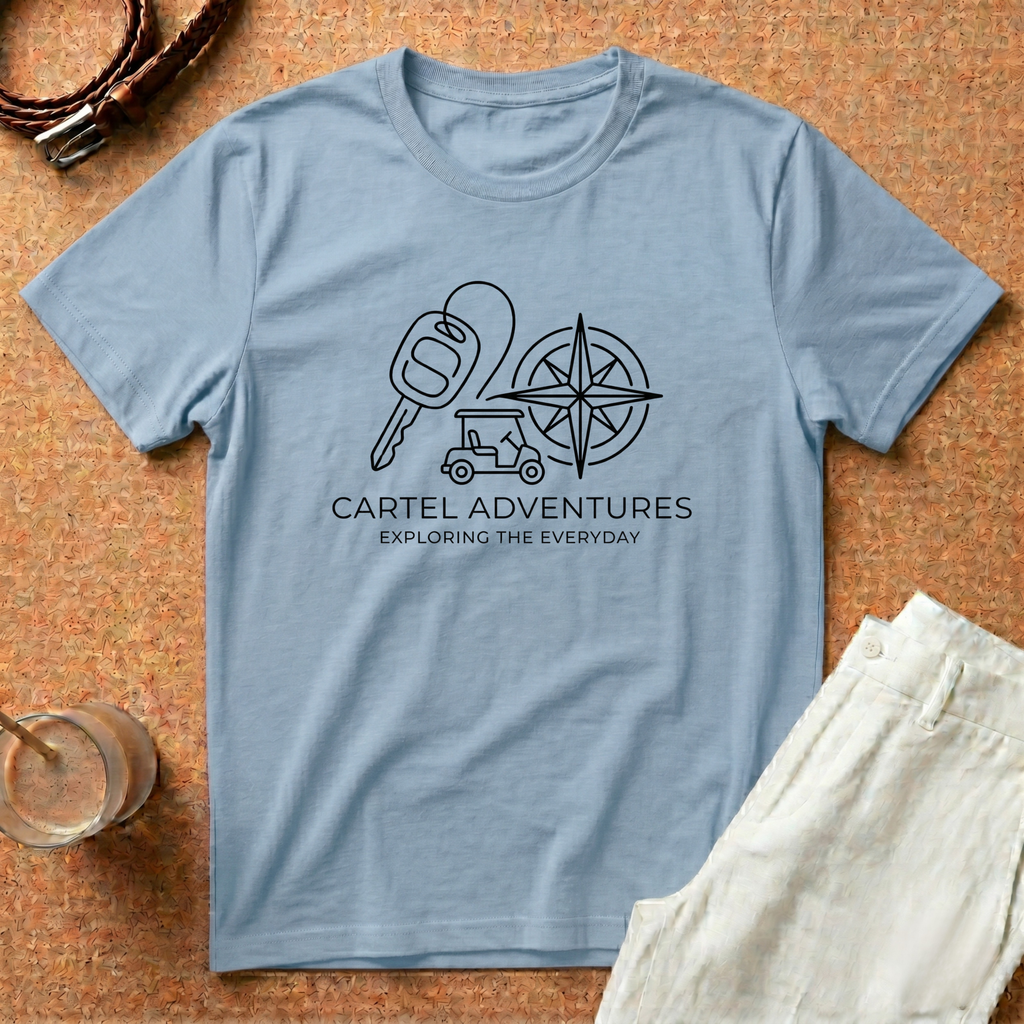 Cartel Adventures T-Shirt – 'Exploring the Everyday' Compass & Keys Travel Tee
