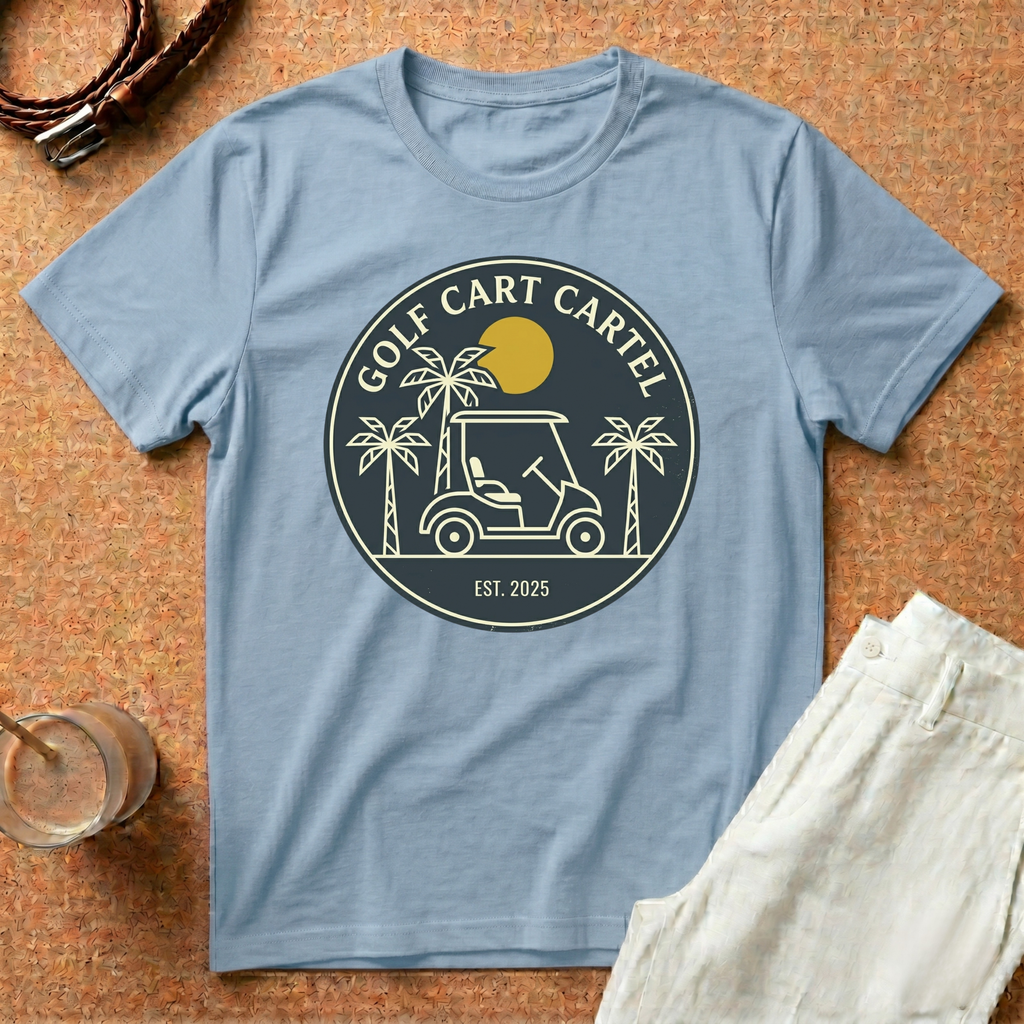 Golf Cart Cartel T-Shirt – Vintage Palm Golfing Tee