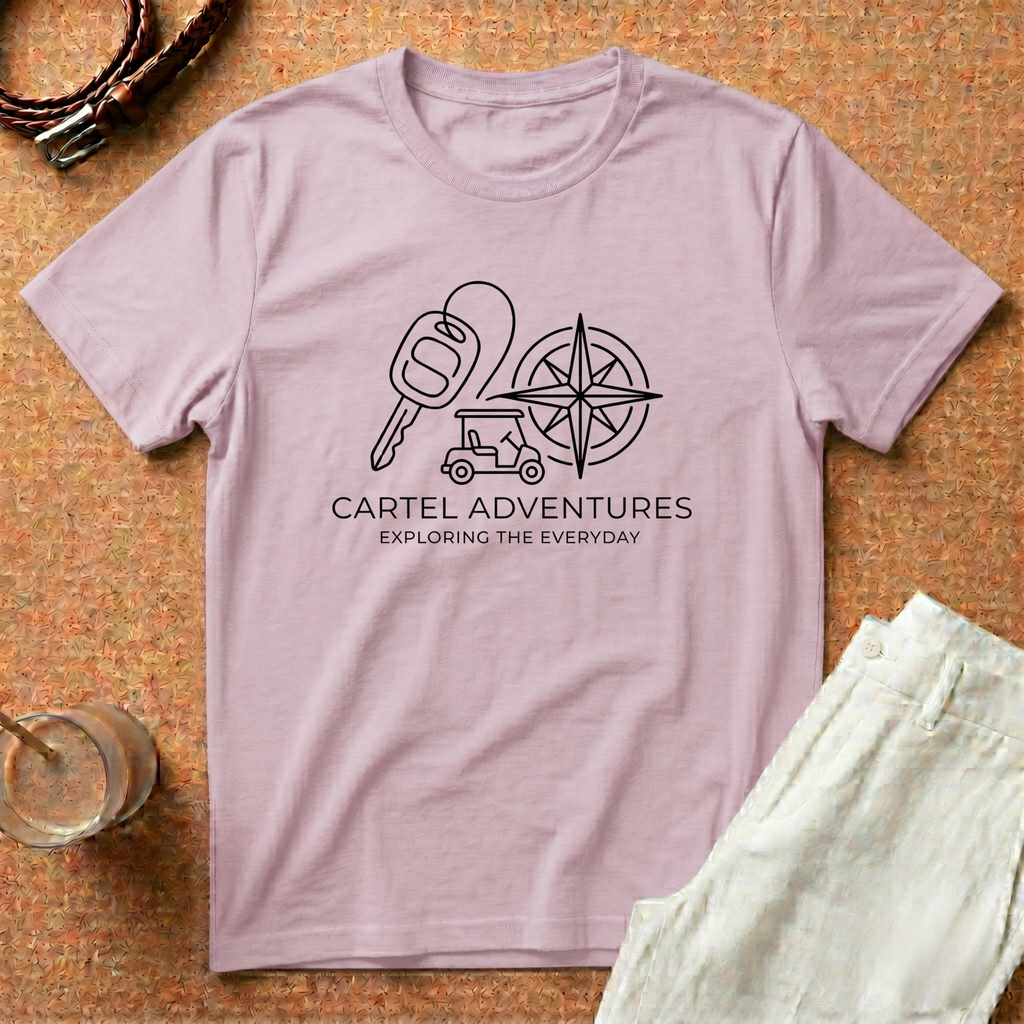 Cartel Adventures T-Shirt – 'Exploring the Everyday' Compass & Keys Travel Tee