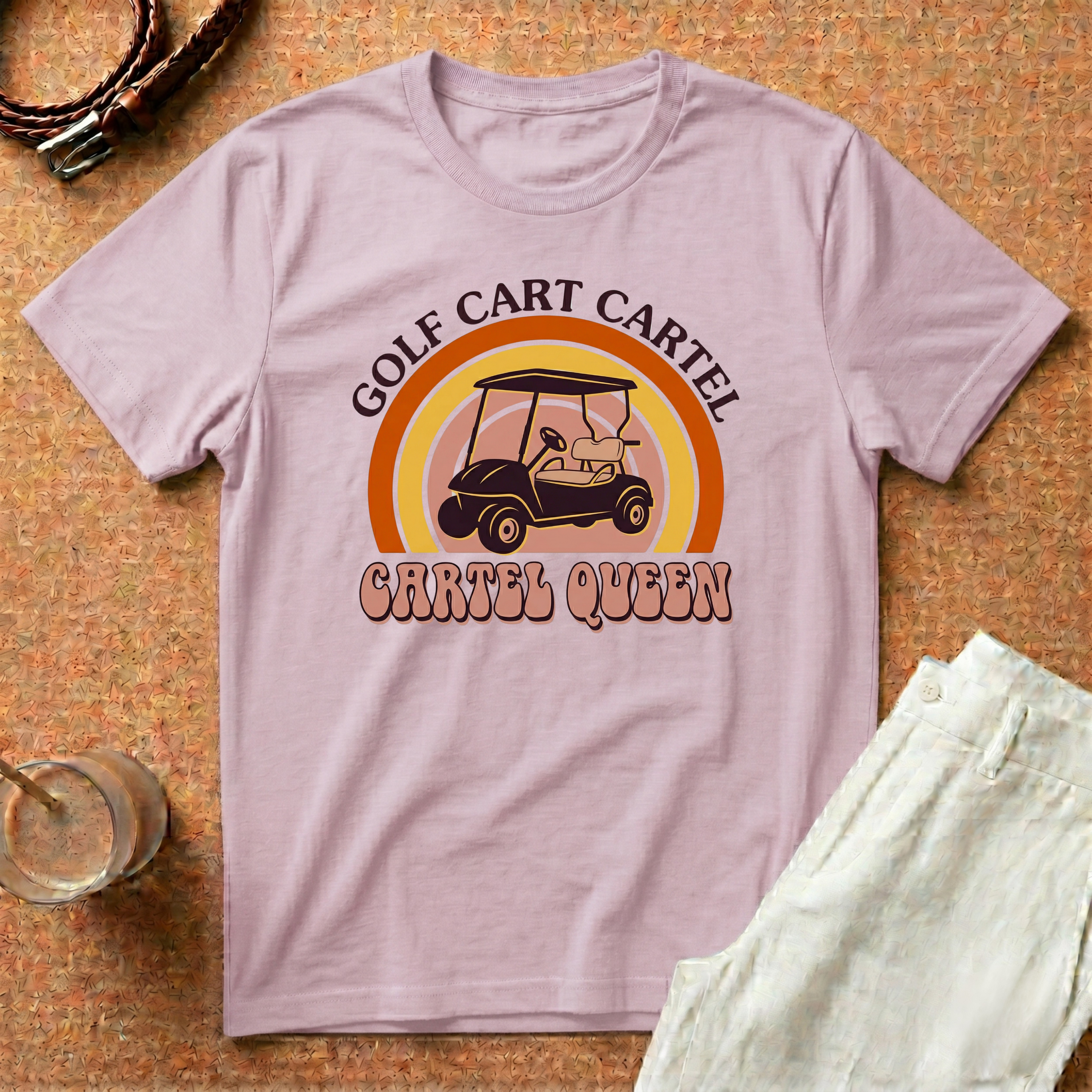 Golf Cart Cartel "Cartel Queen" T-Shirt — Retro Golf Cart Tee for Women & Golfers