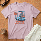 Sunset Cruising T-Shirt — Retro Hippo Golf Cart 'Golden Hour' Graphic Tee