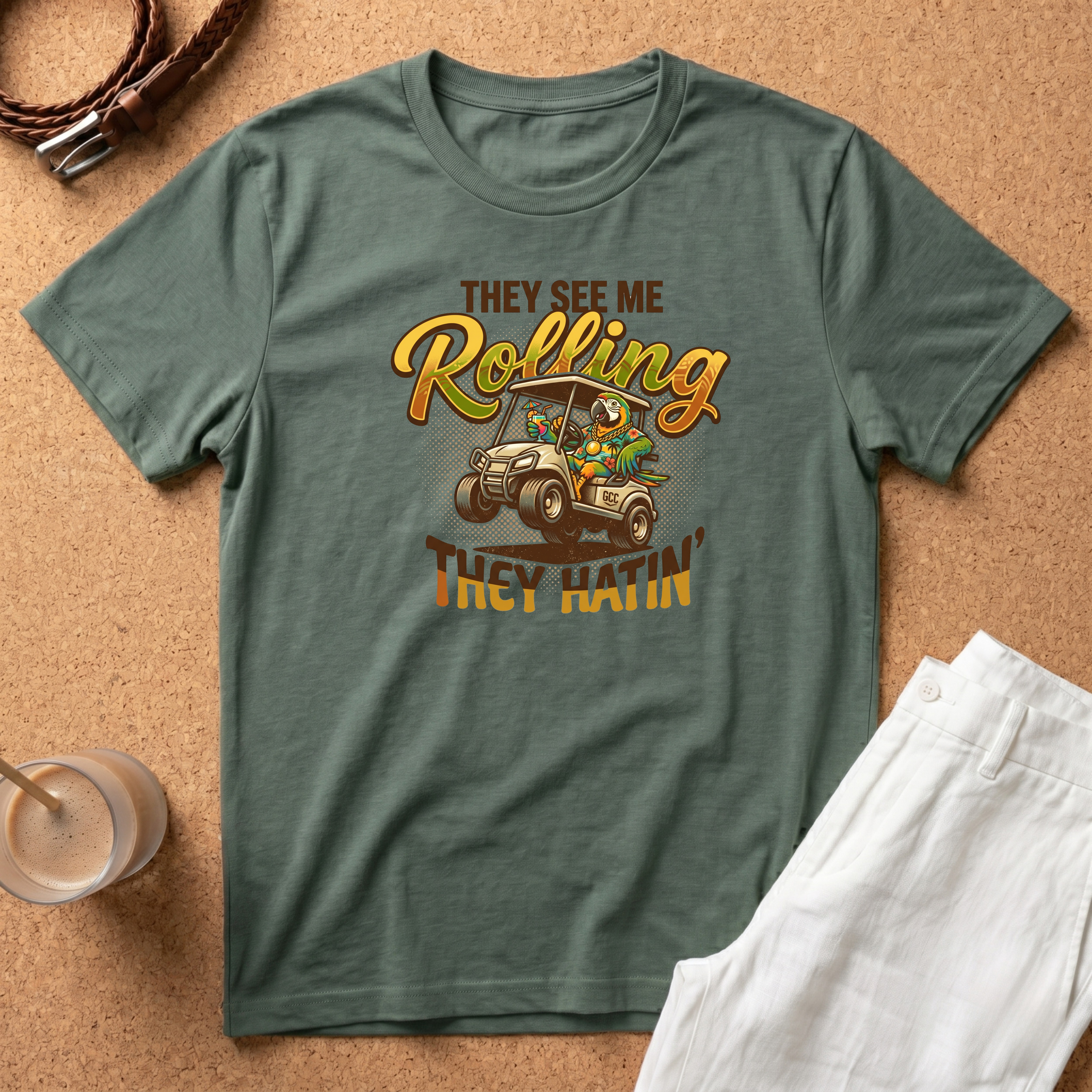 Golf Cart T-Shirt — "They See Me Rolling They Hatin'" Vintage Driving Tee