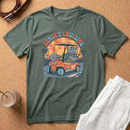 Sunset Cruising T-Shirt — Vintage Golf Cart Beach Tee