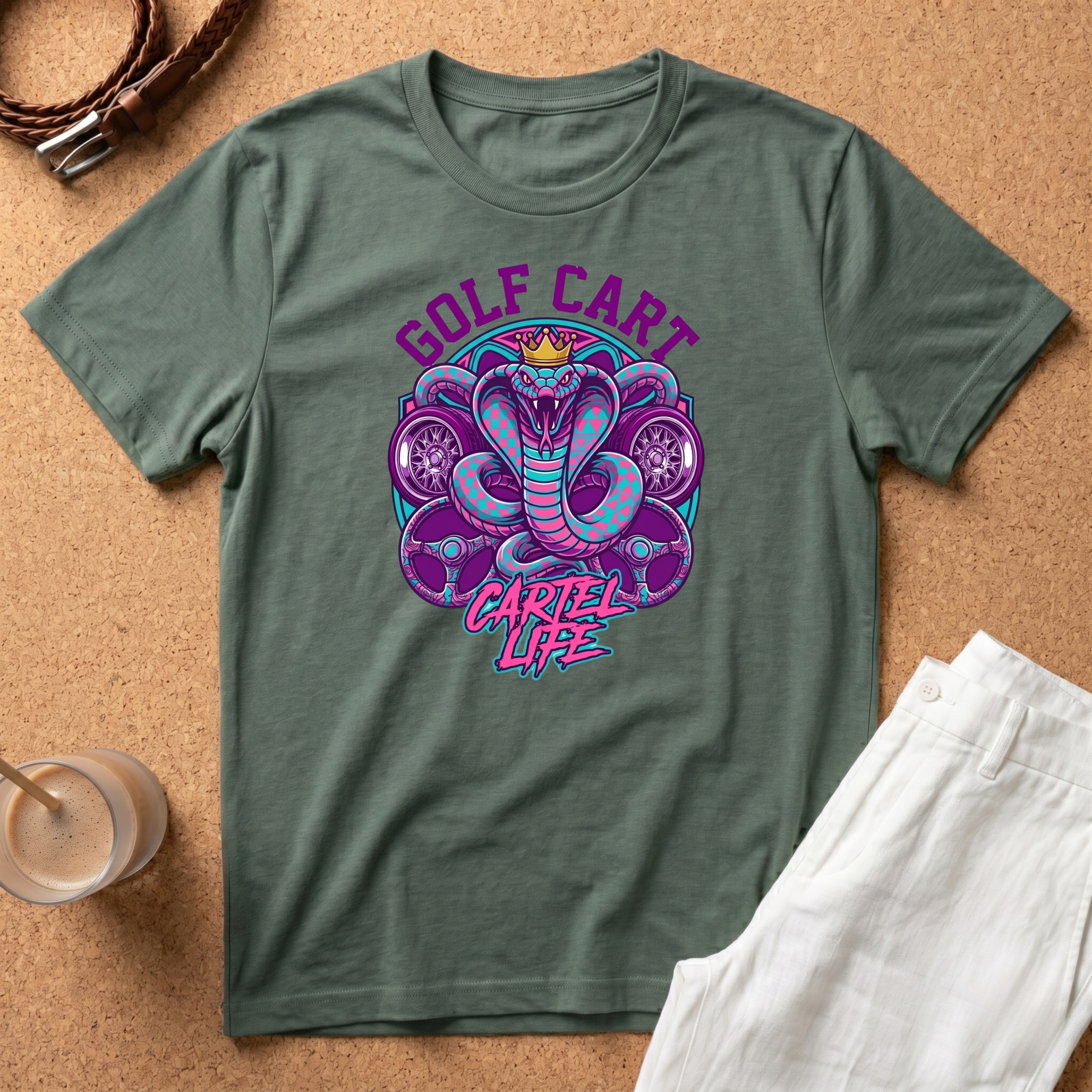 Golf Cart Tank Cobra T-Shirt — 'Cartel Life' Vintage Golf Graphic Tee