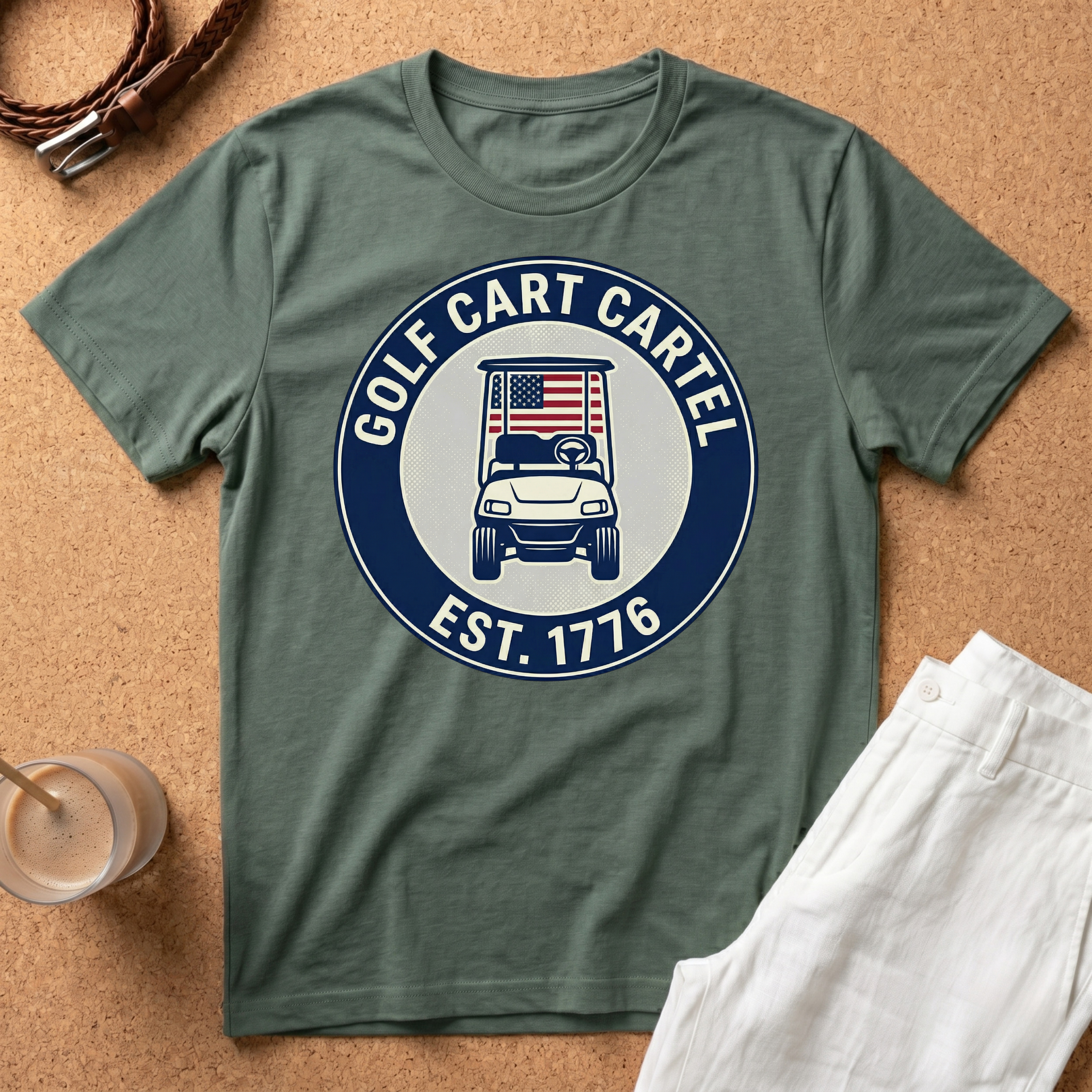 Golf Cart T-Shirt – 'Golf Cart Cartel Est. 1776' Patriotic Golf Tee