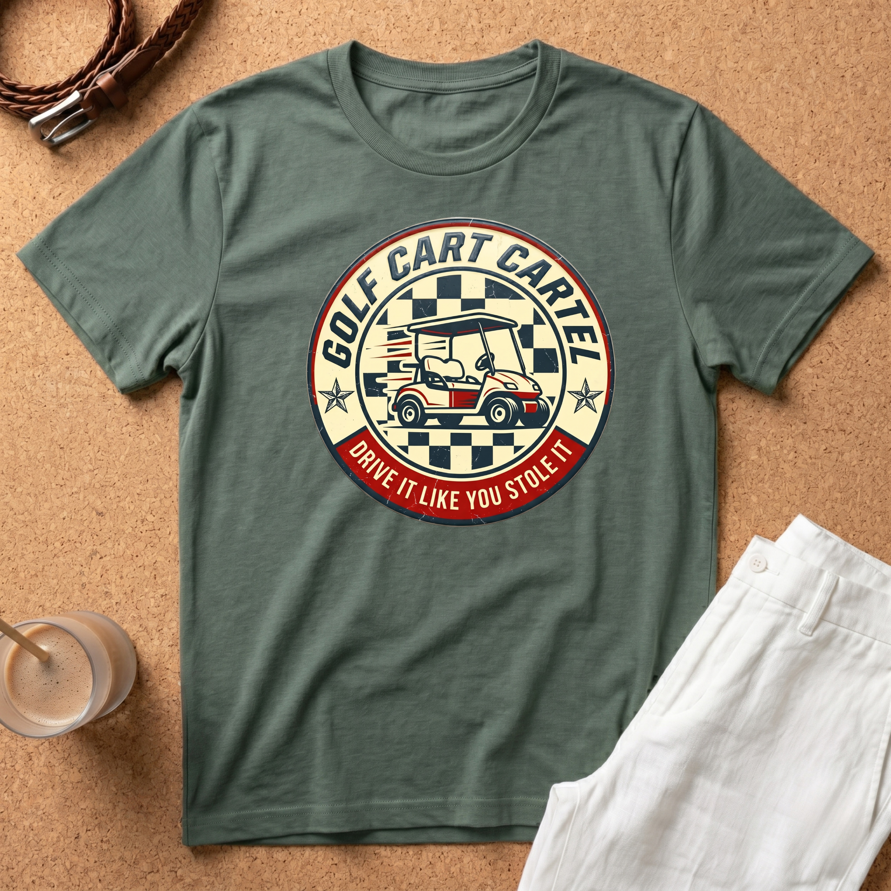 Golf Cart Cartel T-Shirt — "Drive It Like You Stole It" Vintage Golf Tee
