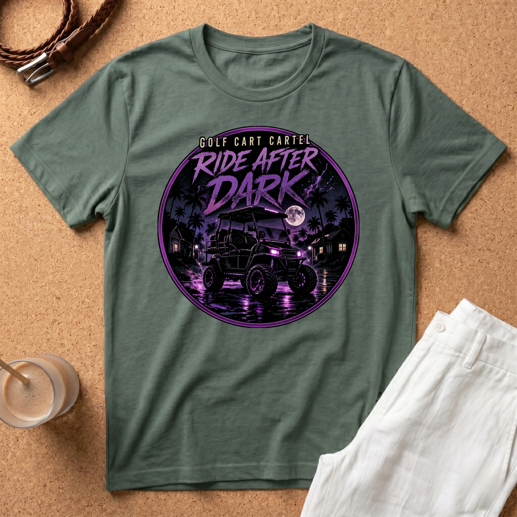 Ride After Dark T-Shirt — Retro Neon Night Bike Graphic Tee