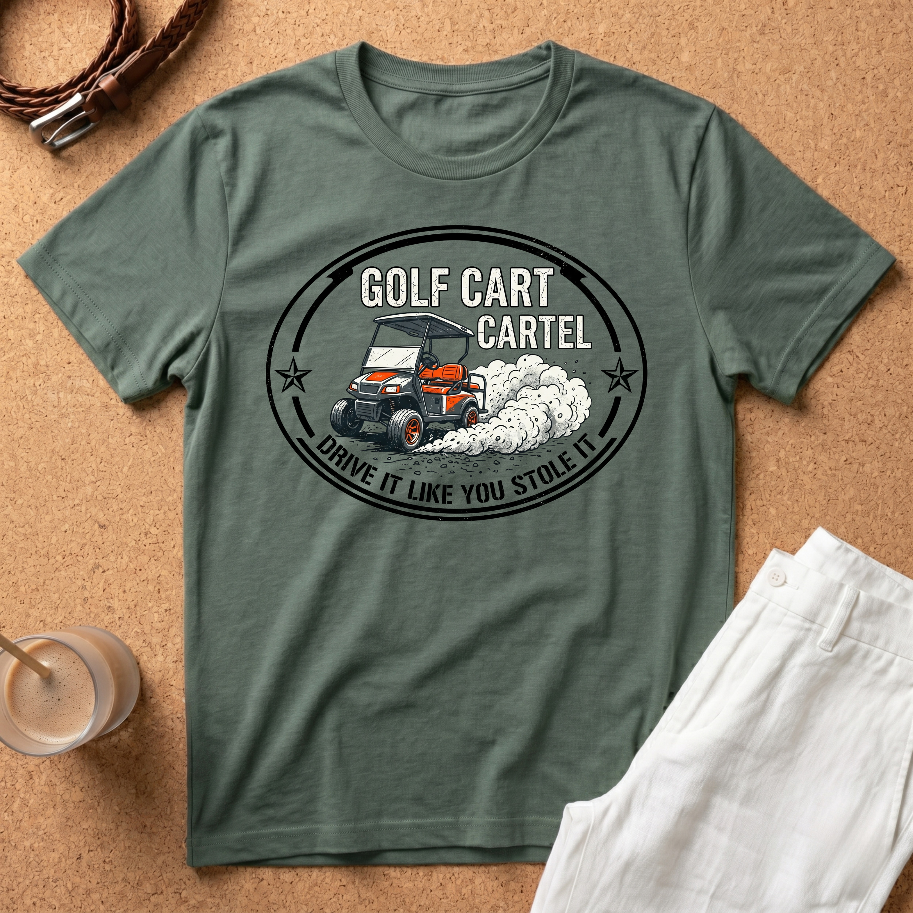 Golf Cart Cattle T-Shirt — “Drive It Like You Stole It” Vintage Golf Cart Tee