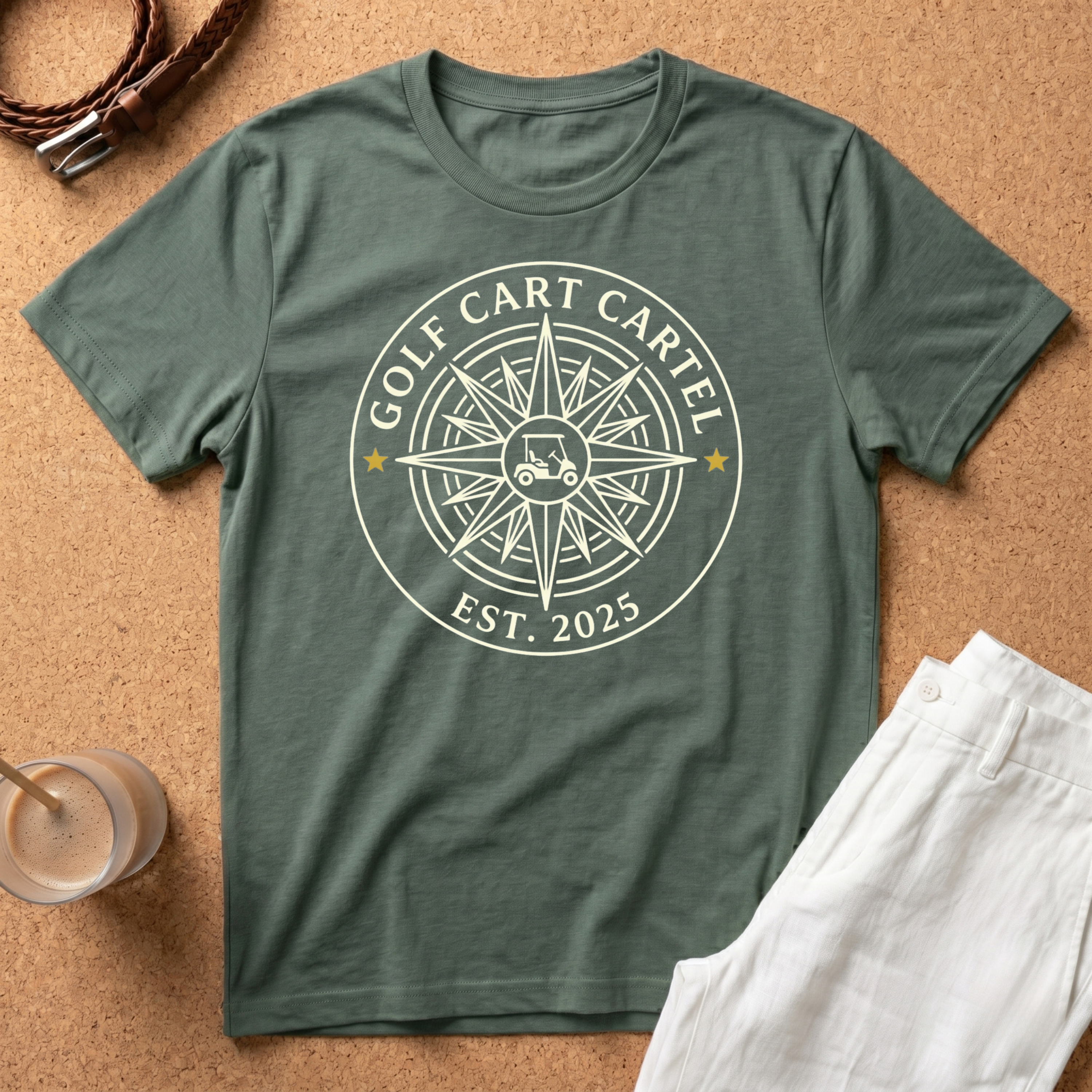 Golf Cart Cartel T-Shirt — Compass Logo Tee (Est. 2025)