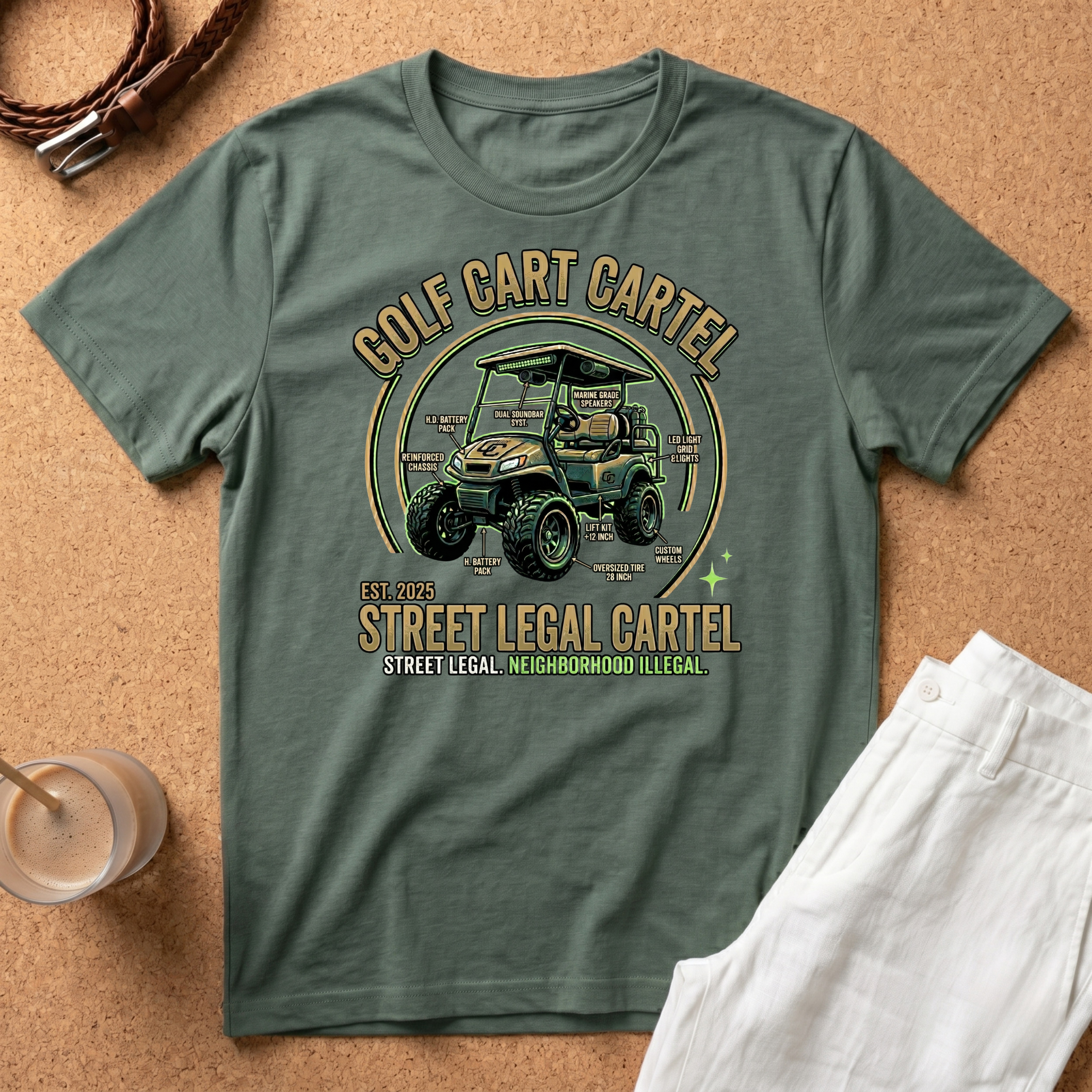 Golf Cart Cartel T-Shirt — “Street Legal Cartel” Vintage Golf Cart Tee