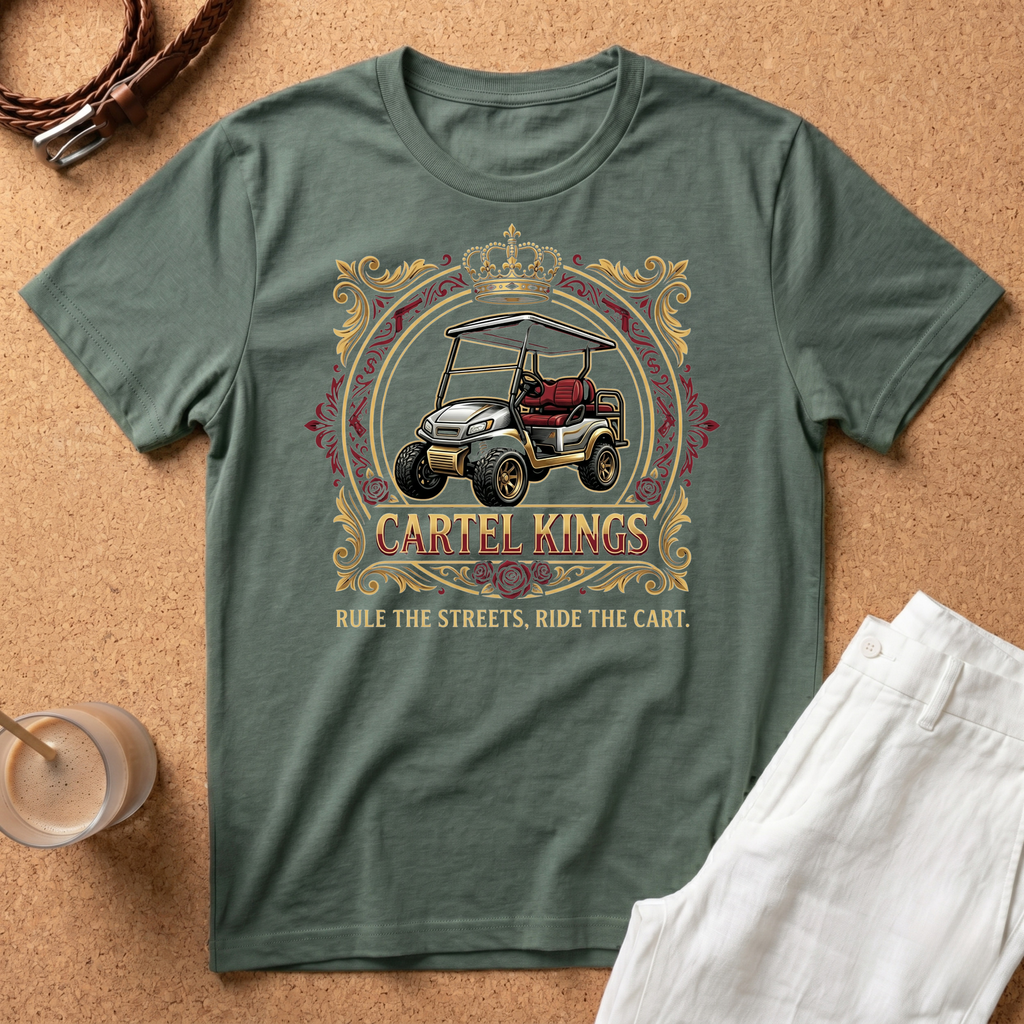 Cartel Kings Golf Cart T-Shirt — Rule the Streets, Ride the Cart Vintage Tee