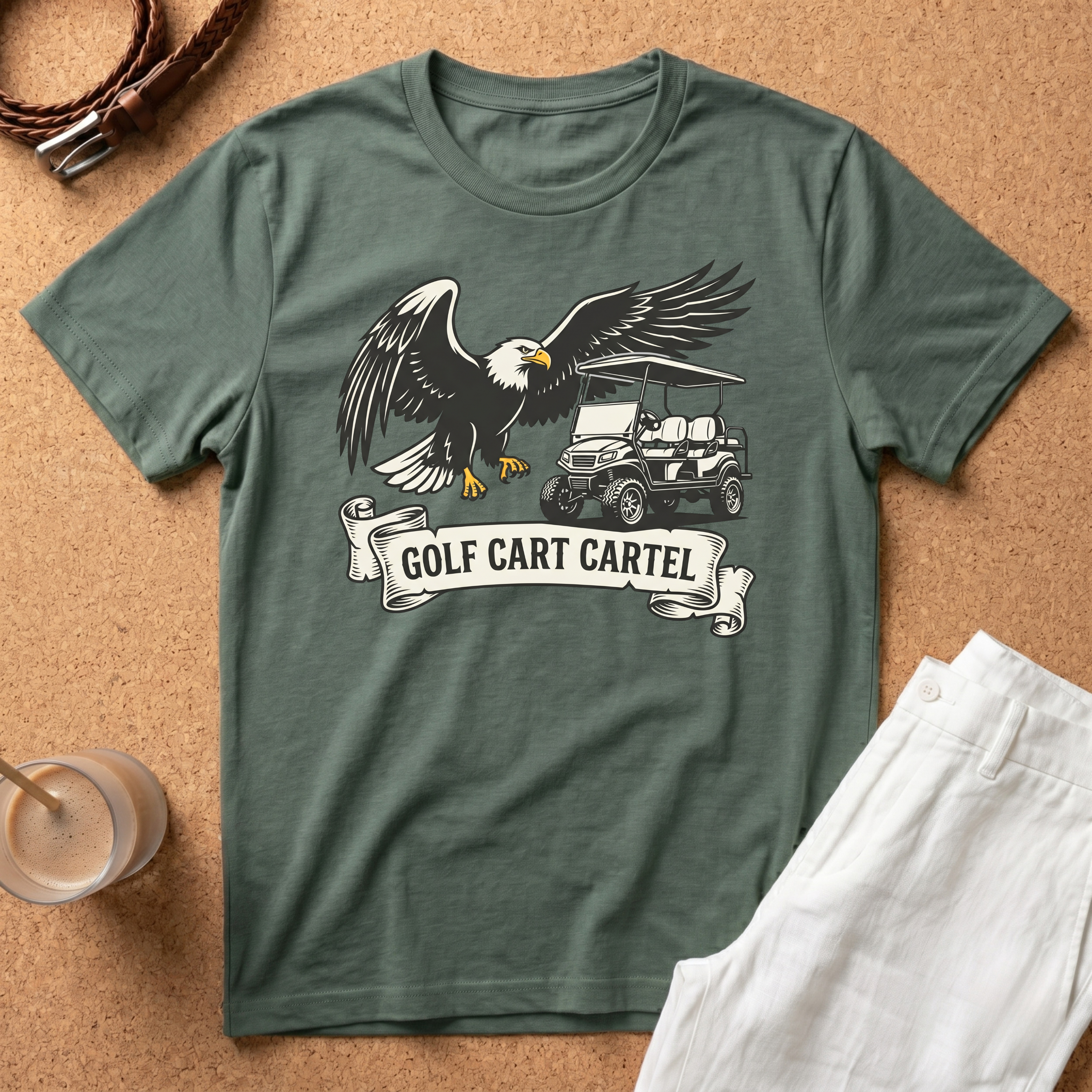 Golf Cart Cartel T-Shirt — Eagle & Golf Cart Retro Graphic Tee
