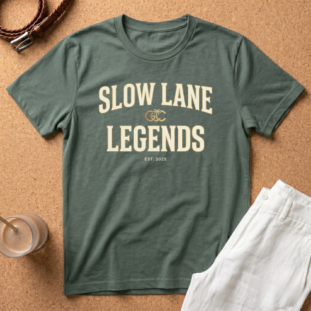 Slow Lane Legends T‑Shirt – Vintage Collegiate Graphic T-Shirt