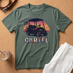 Golf Cart Cartel T-Shirt — Retro Sunset Golf Cart Tee