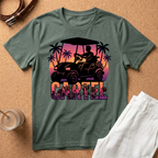 Cartel Golf Cart T-Shirt — Tropical Sunset Palm Beach Vibes