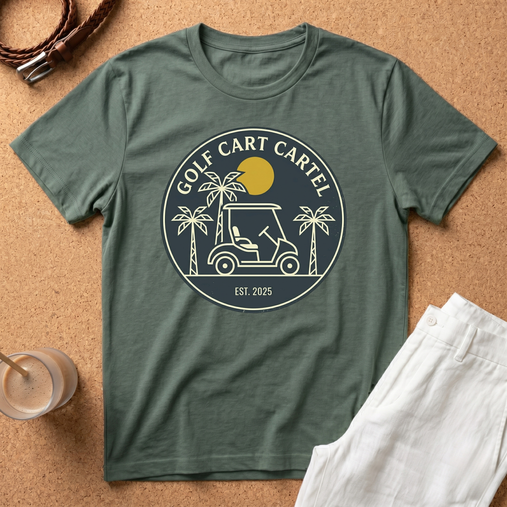 Golf Cart Cartel T-Shirt – Vintage Palm Golfing Tee