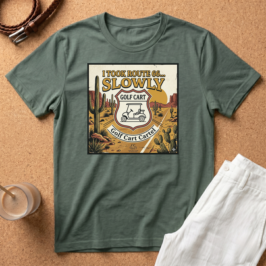 Golf Cart Cartel T-Shirt - I took Route 66 Slowly