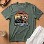 Golf Cart Cartel T-Shirt — Retro Sunset Golf Cart Graphic