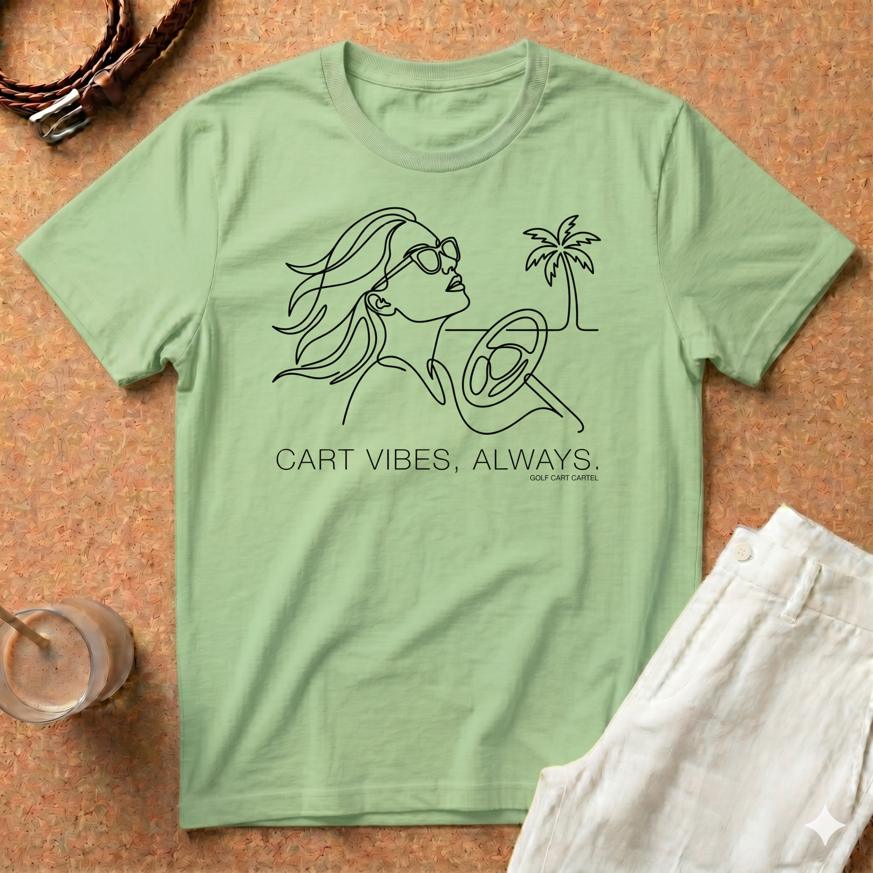 Coastal Vibes T-Shirt — 'Coast Vibes, Always' Line Art Beach Tee