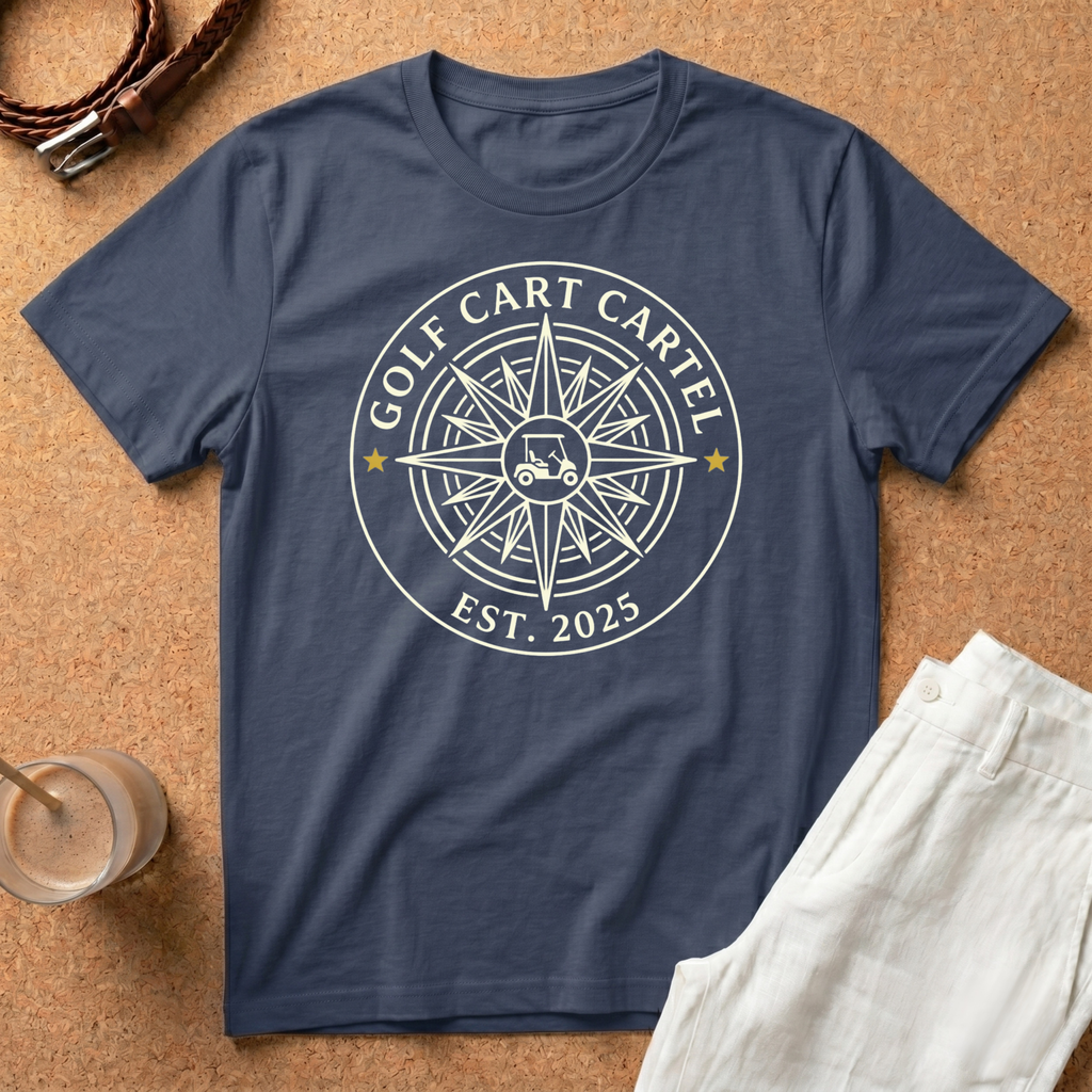 Golf Cart Cartel T-Shirt — Compass Logo Tee (Est. 2025)