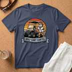 Golf Cart Cartel T-Shirt — Retro Sunset Golf Cart Graphic