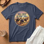 Roll Deep or Don’t Roll Golf Cart T-Shirt — Vintage Sunset Driving Crew Tee