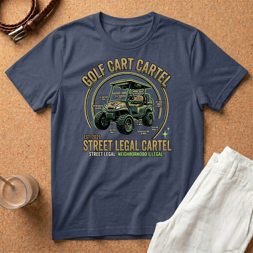 Golf Cart Cartel T-Shirt — “Street Legal Cartel” Vintage Golf Cart Tee